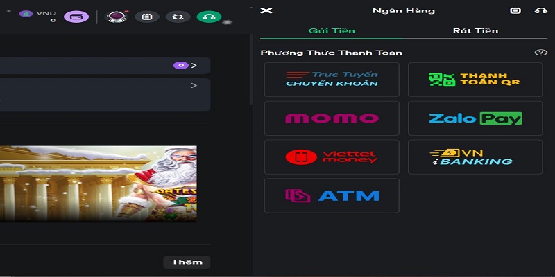 V9BET cung cấp nhiều phương thức nạp tiền